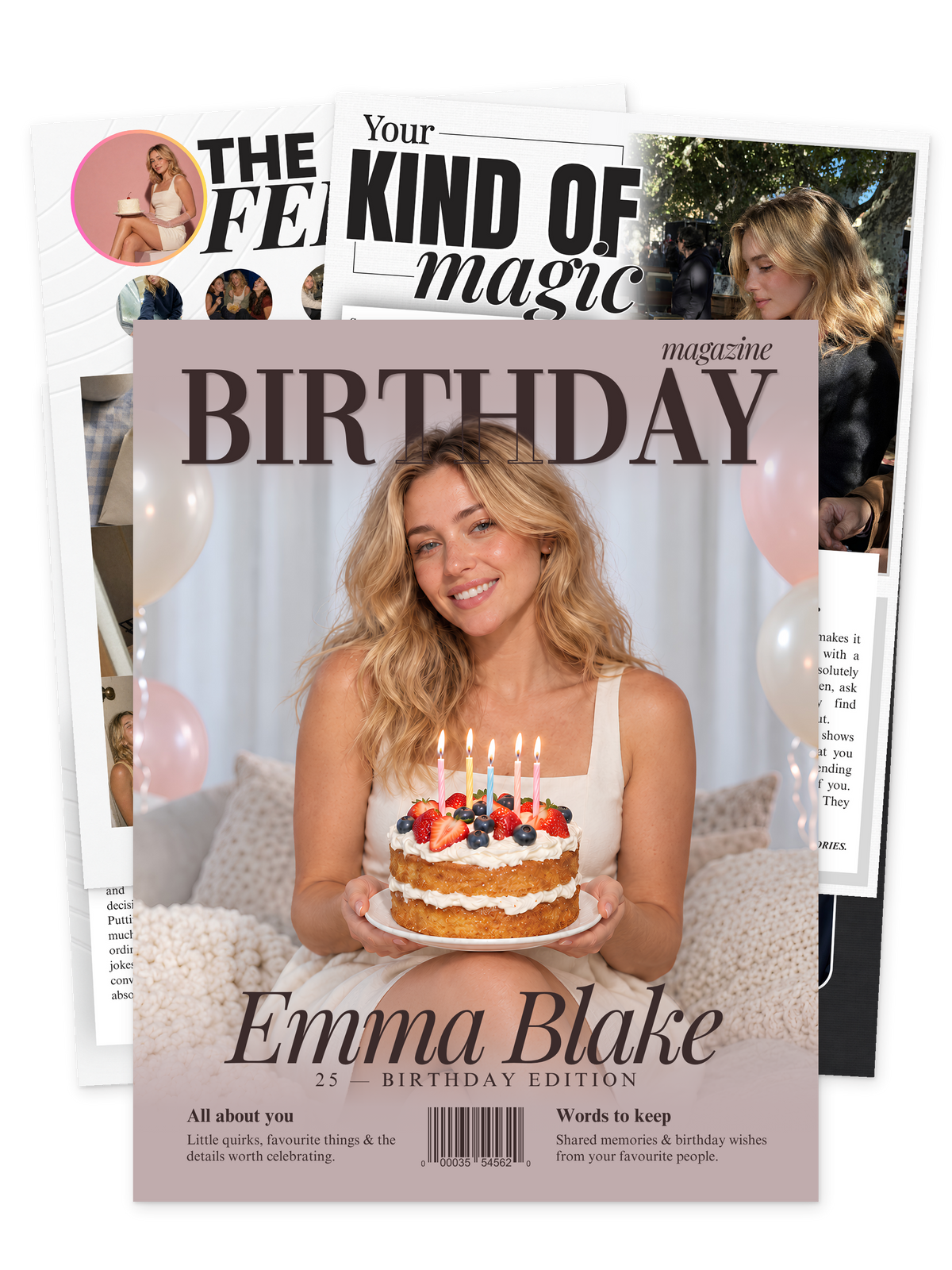 Example of a personalized magazine. Printing service uses your own finished design.
